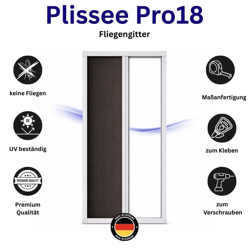 B2B Plissee Pro18 - Insektenschutz Plissee für Türen (zum schrauben oder kleben)
