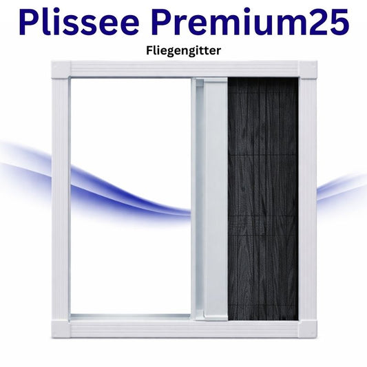 B2B Plissee Premium25 -Insektenschutz Plissee für Fenster (zum schrauben oder kleben)